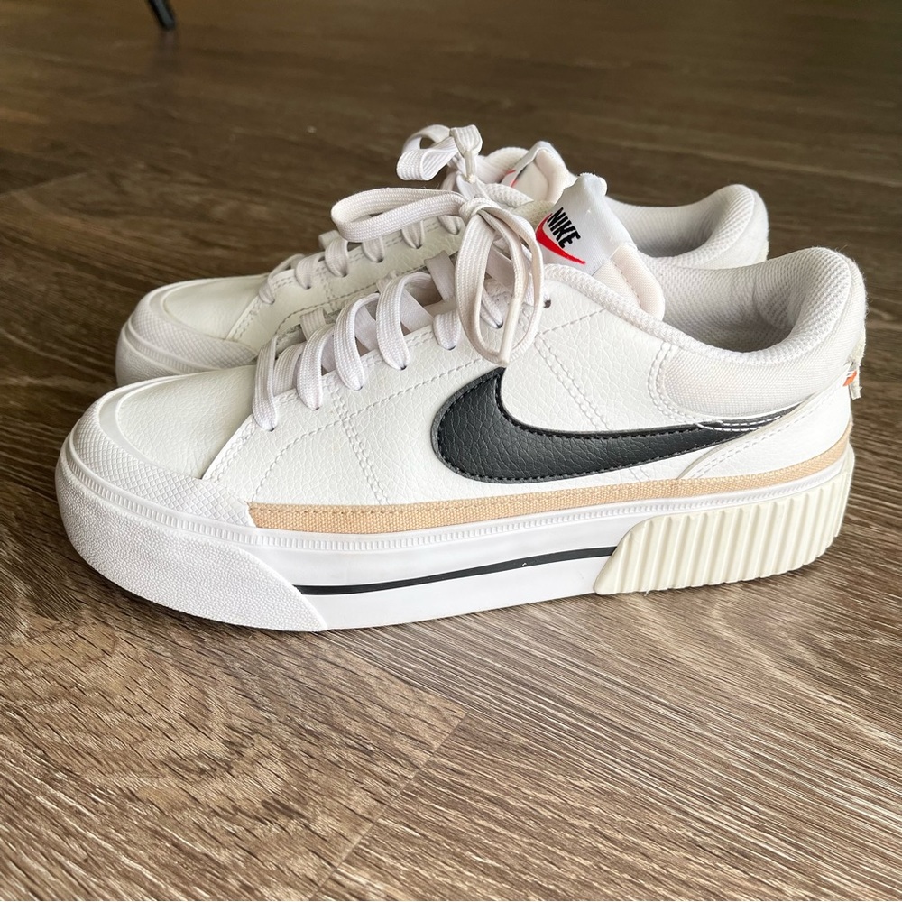 Nike Court Legacy Lift Sneakers Women’s Size 6.5 White, Hemp, Team Orange, Black
